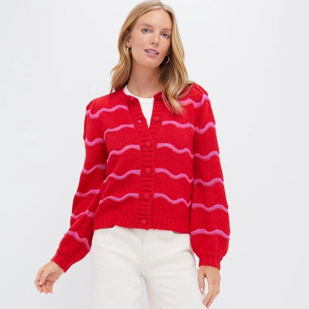 Tuckernuck Red and pink Meadowbrook stripe Dulcie cardigan